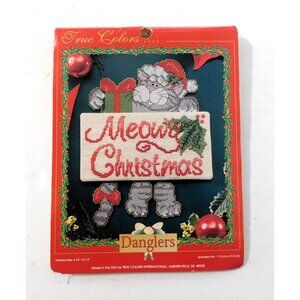 Meowy Christmas Dangler Cross Stitch Kit Embroidery Craft Set By True Colors